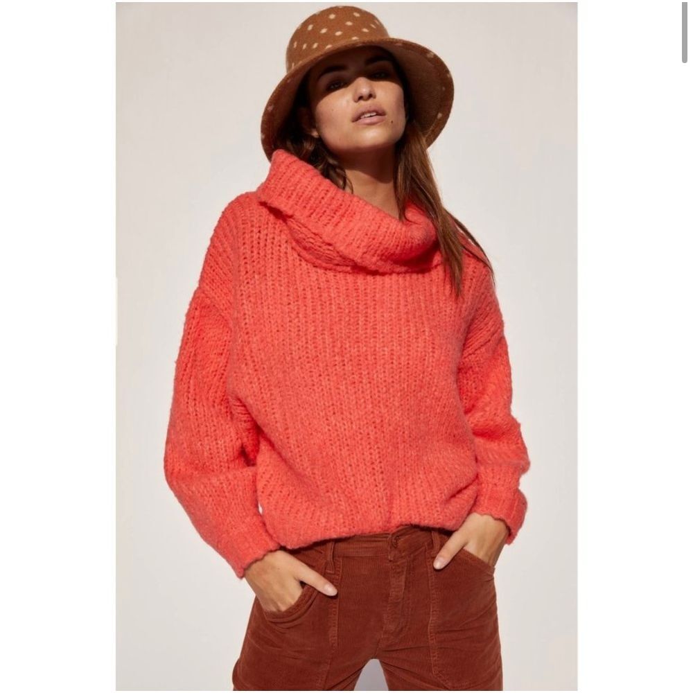 Anthropologie Pilcroβ Coral Pink Zamora Cowl Neck Sweater XSP